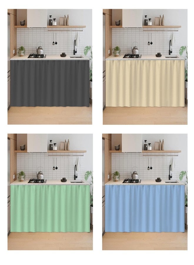 SK Studio Short Curtains for Kitchen, Privacy Cabinet Curtain Dust-Proof Window Shades Doorway Curtain for Closet Storage Room Black, 51.1" W x 27.6" H - Image 2